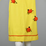 1960s Zip Front Dress with Pom Pom Ladybugs