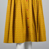 1950s Gold Novelty Print Cotton Day Dress with Eagles and Laurel Crests