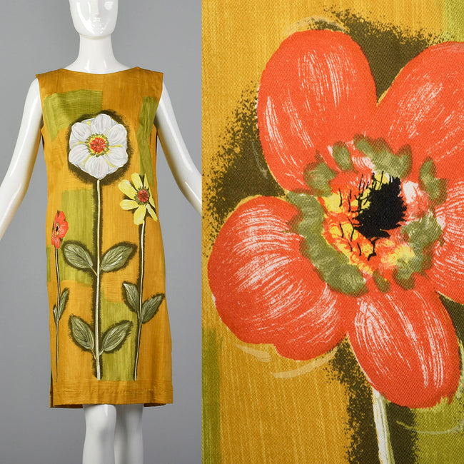 1960s Deadstock Shift Dress with Novelty Floral Print