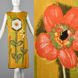 1960s Deadstock Shift Dress with Novelty Floral Print