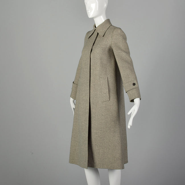 Bonwit Teller Gray and Ivory Herringbone Coat