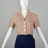 Small 1940s Striped Wrap Dress