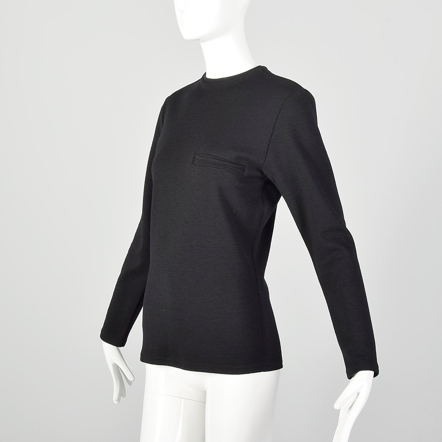 Small 1980s Gianni Versace Black Jersey Knit Top with Long Sleeves