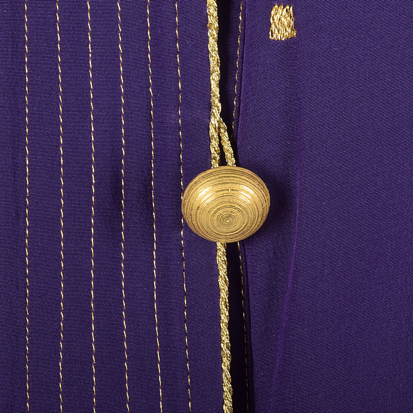 1990s Ellen Tracy Purple Silk Jacket with Metallic Gold Details