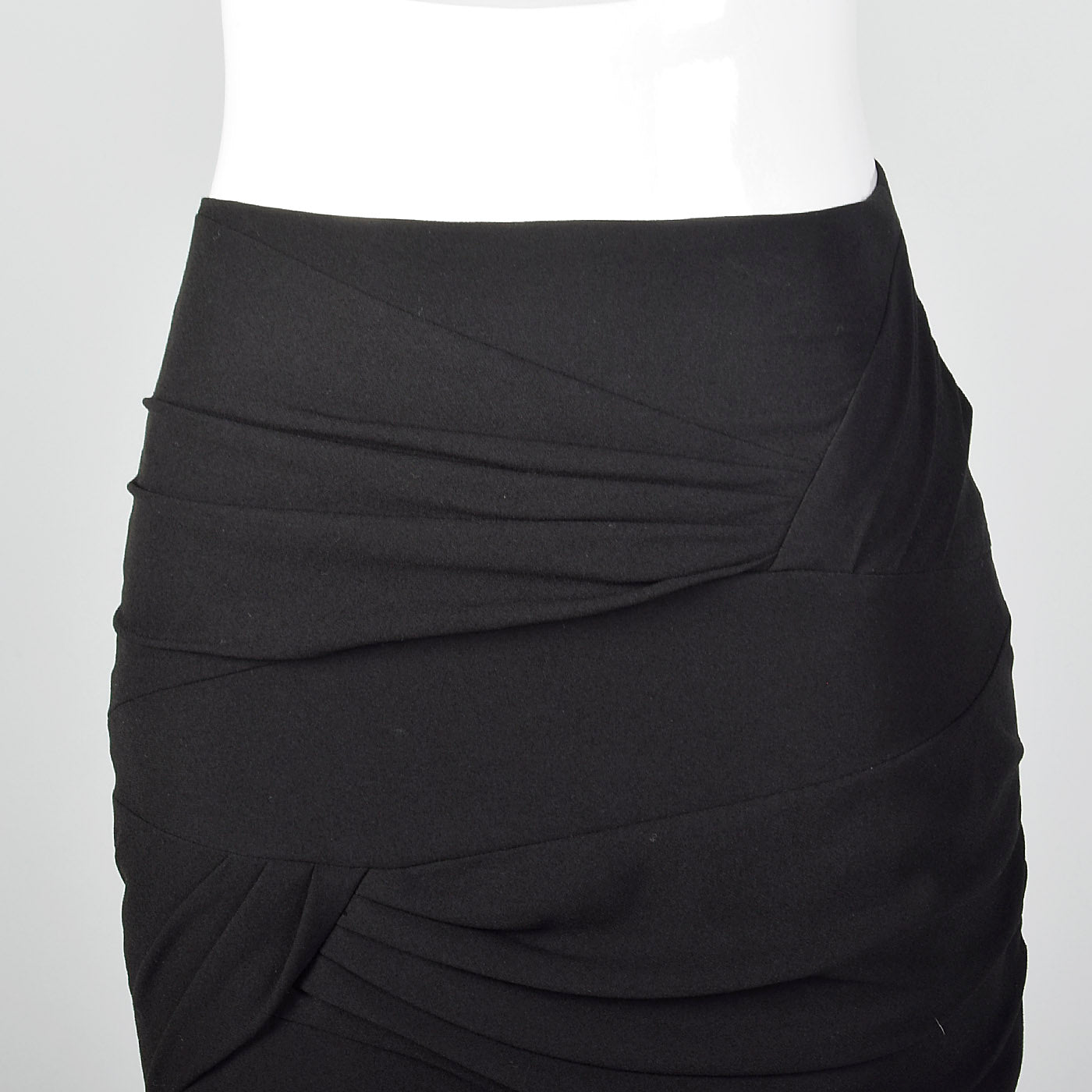 1990s Escada Black Pencil Skirt with Draped Detail