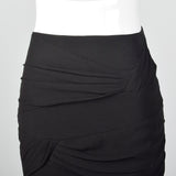 1990s Escada Black Pencil Skirt with Draped Detail