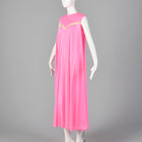 1960s Claire Sandra Lucie Ann Deadstock Pink Nightgown with Sheer Stripe