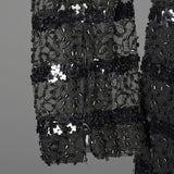1960s Ceil Chapman Sheer Black Wiggle Dress with Sequin Stripes