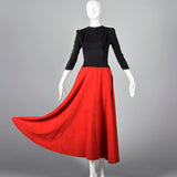 1940s Black Evening Dress with Red Skirt