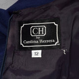 Large 1980s Carolina Herrera Blue Peplum Dress Long Sleeve