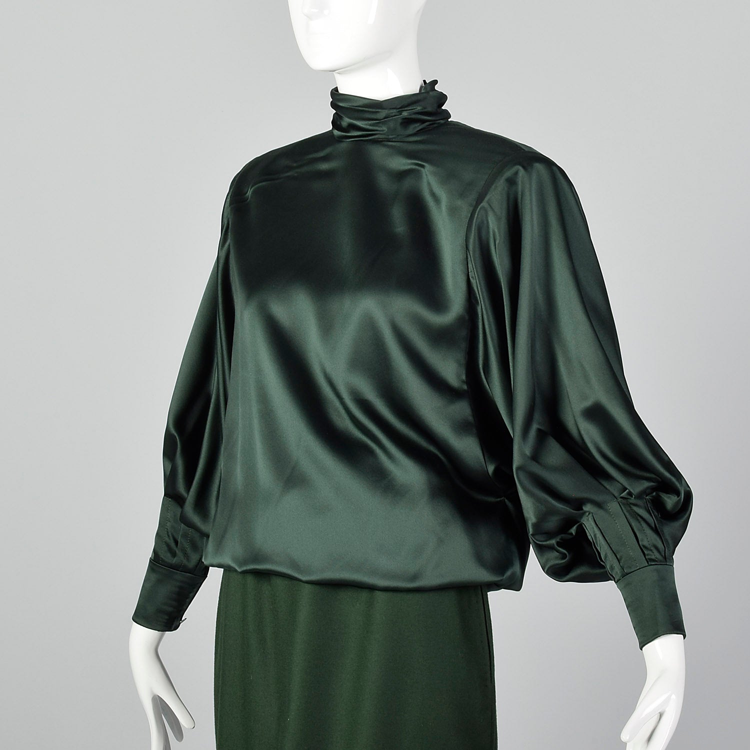 Small Galanos 1980s Green Silk and Wool Set