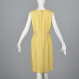 1960s Yellow Silk Shift Dress with Flower Applique