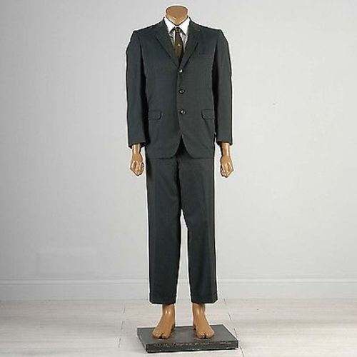 1950s Mens Green Sharkskin Two Piece Suit