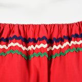 1950s Bohemian Off Shoulder Dress in Red Cotton