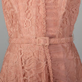 Medium 1940s Pink Lace Party Dress