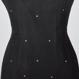 1950s Black Dress with Rhinestones and Asymmetric Bow
