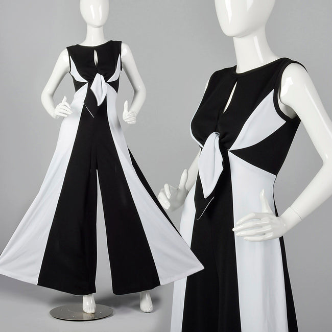1970s Two Tone Palazzo Pant Jumpsuit