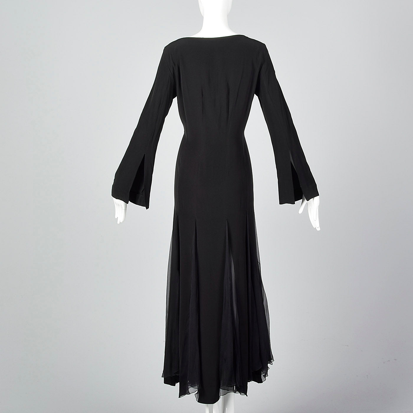 1990s Jil Sander Sexy Gothic Dress with Sheer Silk Panel Skirt