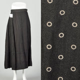 Small Maxi Skirt Black Edwardian Cotton Circle Print