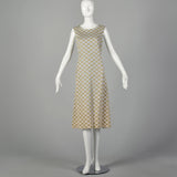Small Pierre Balmain 1970s Gold and Ivory Sleeveless Dress 70s
