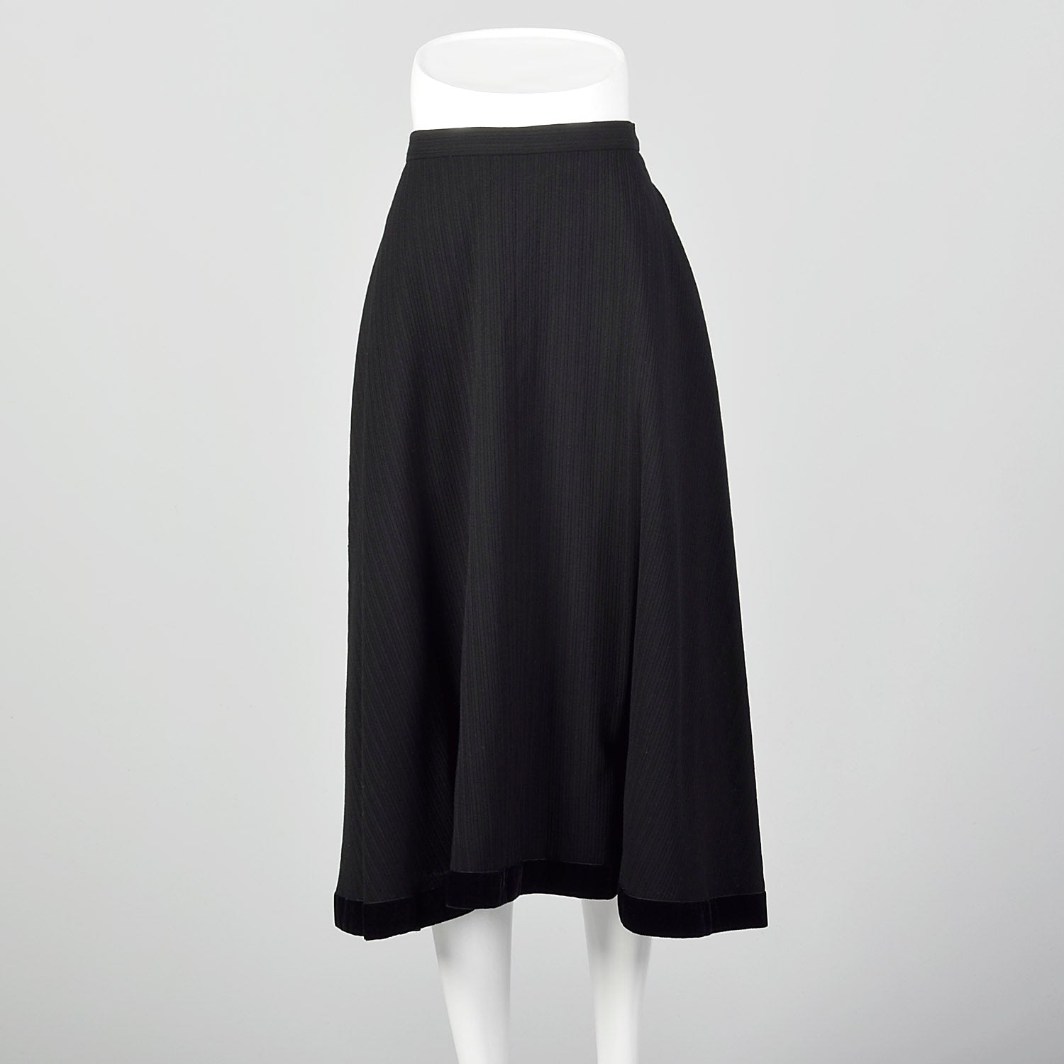 Small 1950s Black Textured Stripe Skirt