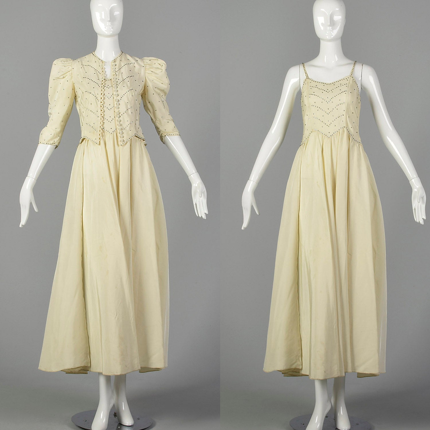 XXS 1940s Off White Wedding Dress and Jacket Set