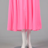 1960s Claire Sandra Lucie Ann Deadstock Pink Nightgown with Sheer Stripe