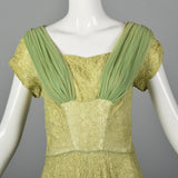 1950s Green Lace Evening Dress