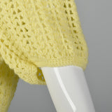 1960s Sheer Yellow Crochet Dress