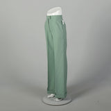Small 1970s Mint Green Pants Boho Wide Leg High Rise Polyester Bell Bottoms