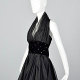 1980s Sexy Halter Dress in Black