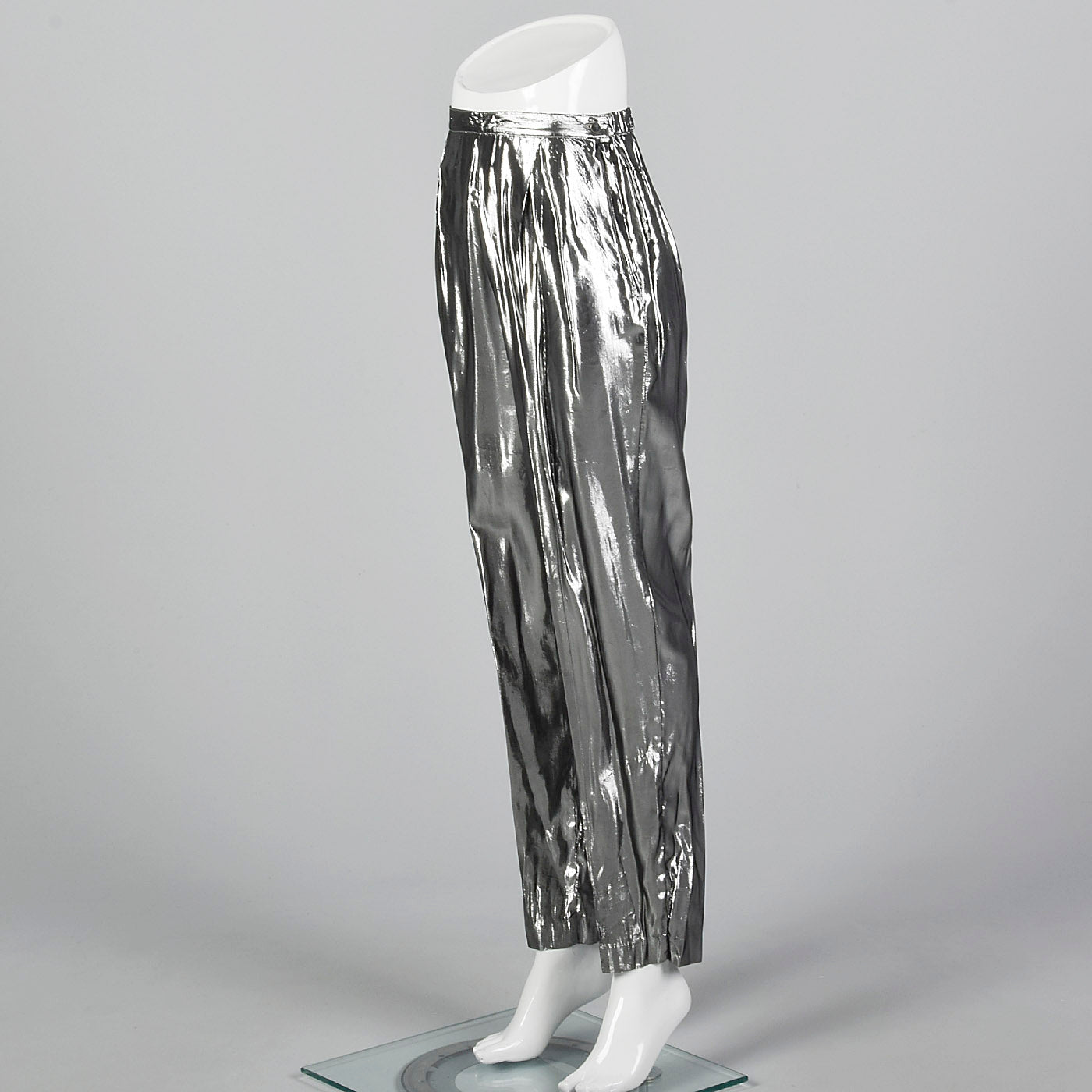 1980s Shiny Silver Lamé Pants, Deadstock