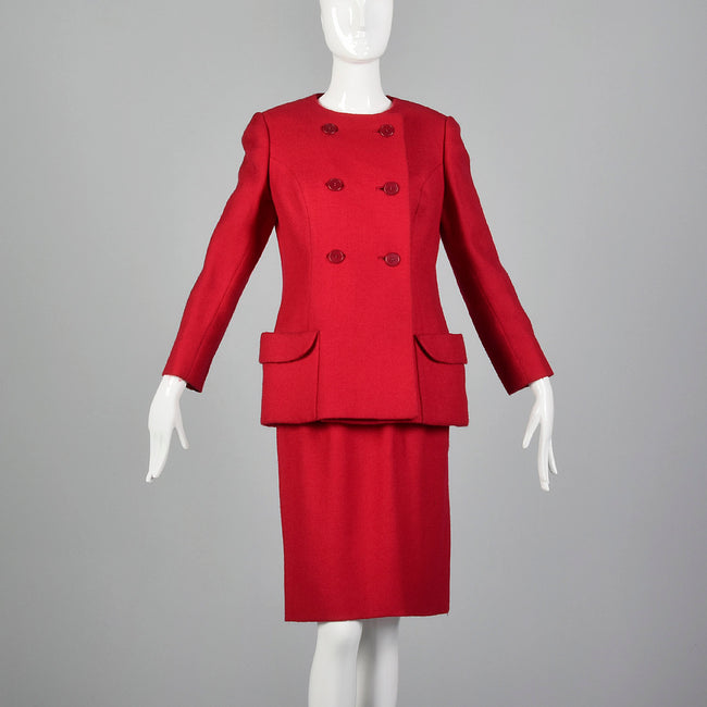 1960s Raspberry Wool Skirt Suit