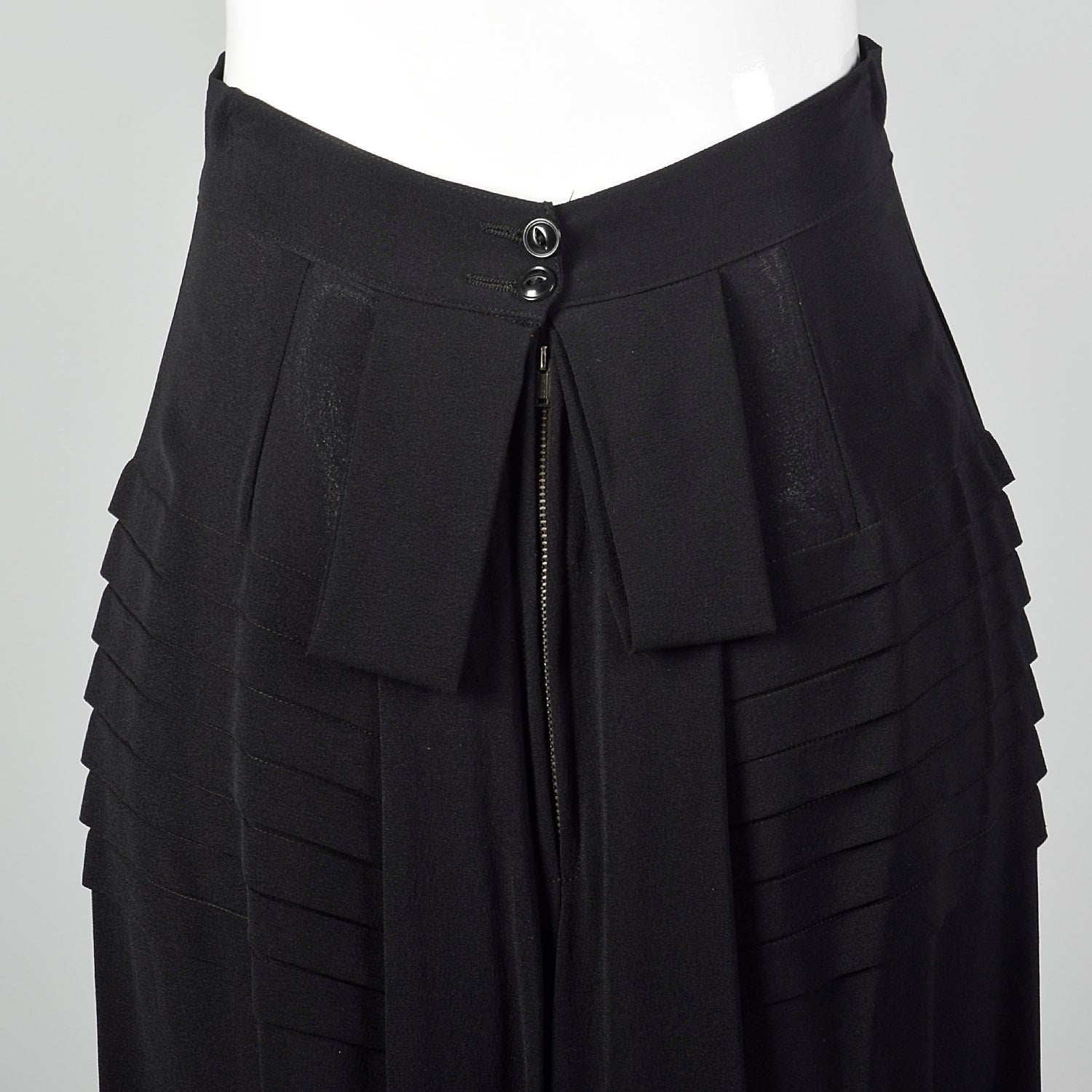 Medium 1940s Black Skirt Pleated Rayon Crepe