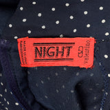 1980s Valentino Night Navy Silk Dress with Swiss Dot Print