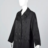 1960s Black Moire Double Breasted Coat