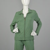 Small 1990s Green Cashmere Two Piece Set Pants and Jacket