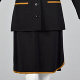1980s Sonia Rykiel Black Knit Skirt Suit
