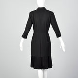 Small 1950s Black Dress with Pleated Underlay