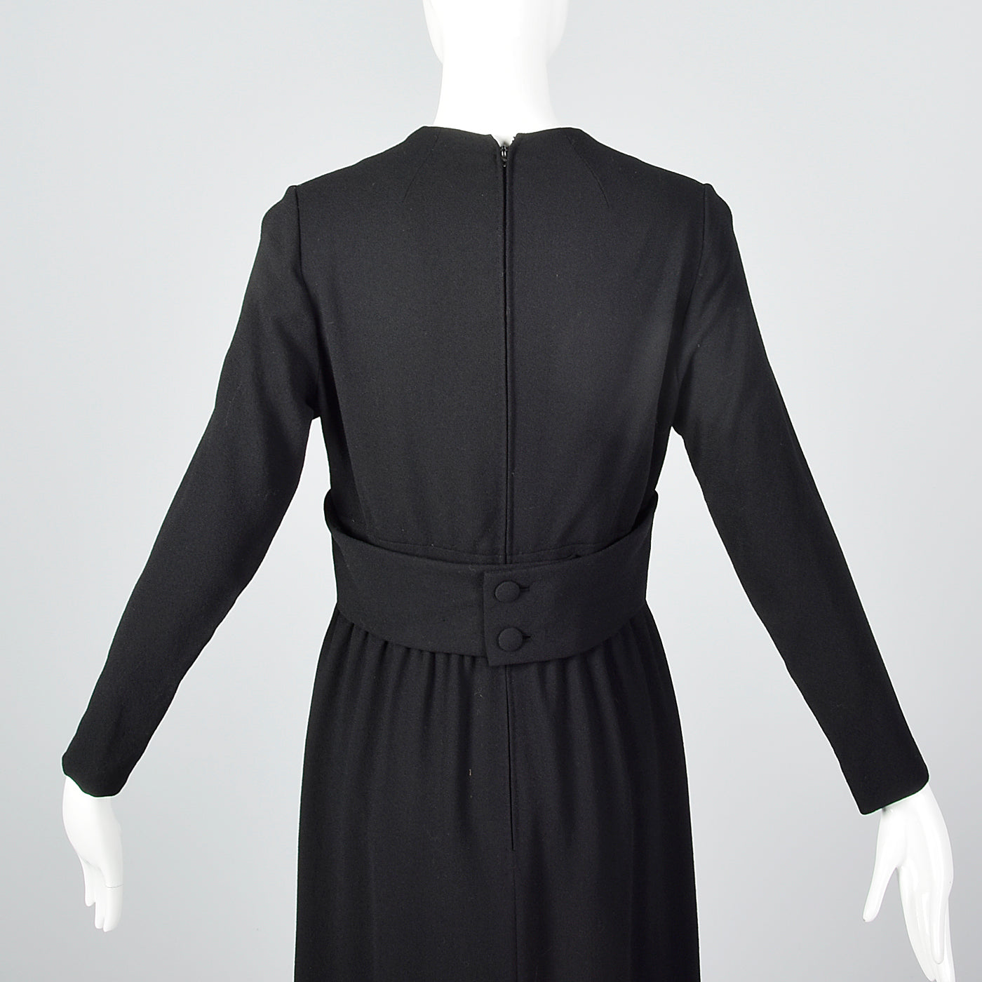 1970s Norman Norell Long Sleeve Little Black Dress in Winter Weight Wool, Gustave Tassell