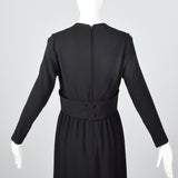 1970s Norman Norell Long Sleeve Little Black Dress in Winter Weight Wool, Gustave Tassell