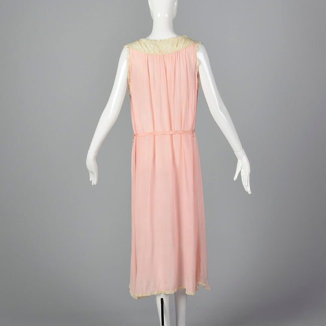 1920s Pink Silk Nightgown with Belt