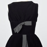 1950s Suzy Perette Little Black Velvet Dress with Dramatic Overskirt