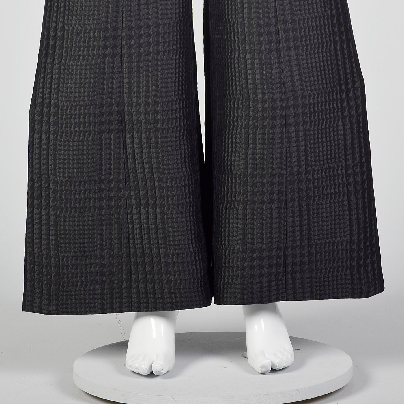 1990s Giorgio Armani Wide Leg Pants in Black on Black Houndstooth