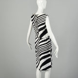 Small 1960s L'Aiglon Dress Black and White Striped Op Art Blouson Sleeveless Summer