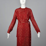 Adele Simpson Red Evening Dress with Golden Raindrops