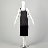 Medium 1920s Black Slip Under Dress Underpinning Sleeveless Velvet Border