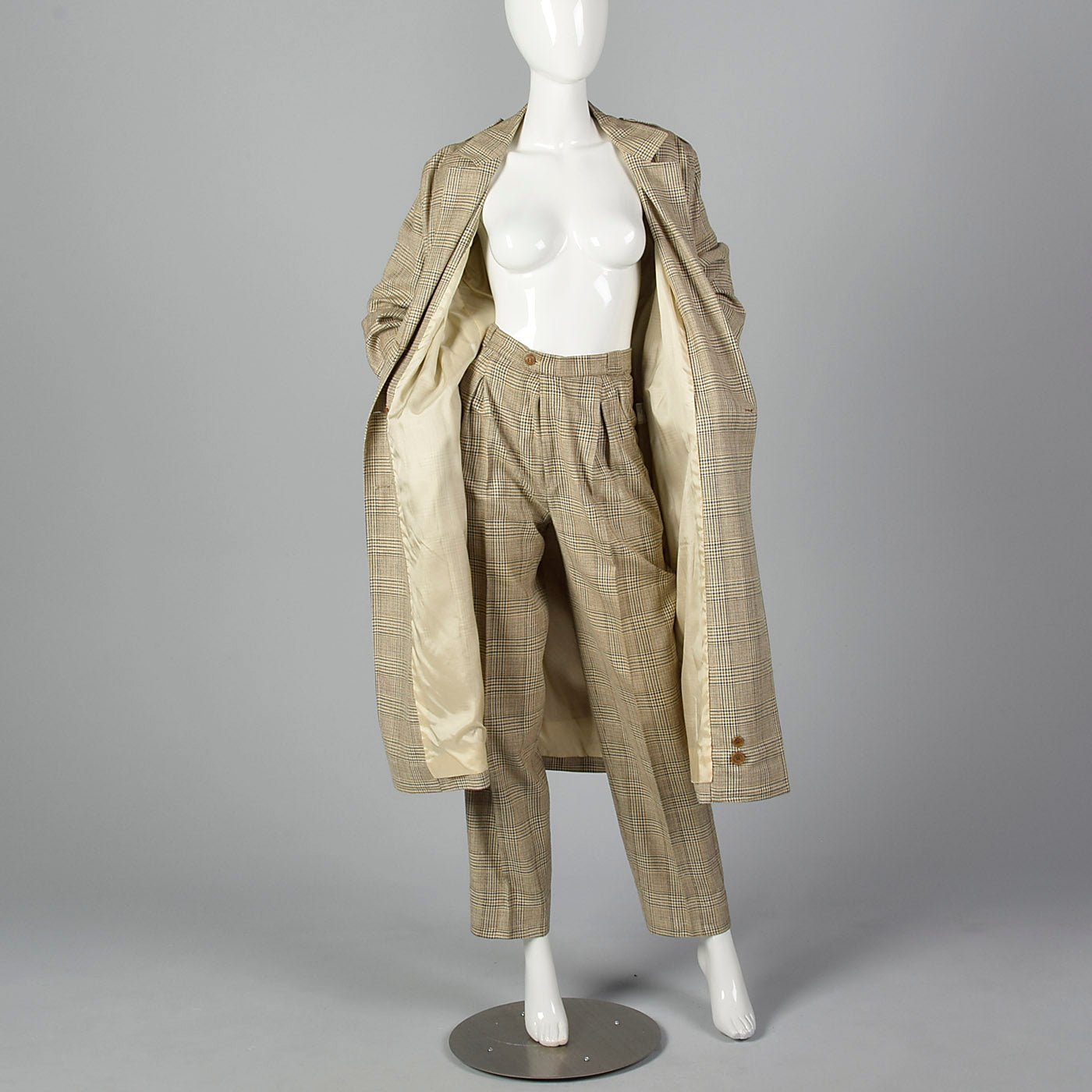1990s Jean Louis Scherrer Trench Coat and Pants Set