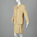 1980s Louis Feraud Beige Skirt Suit