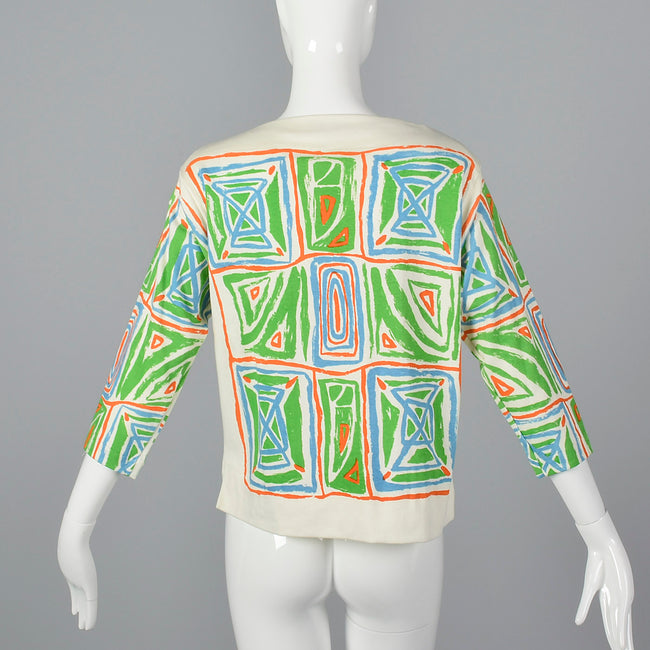 1970s Catalina Printed Boatneck Top